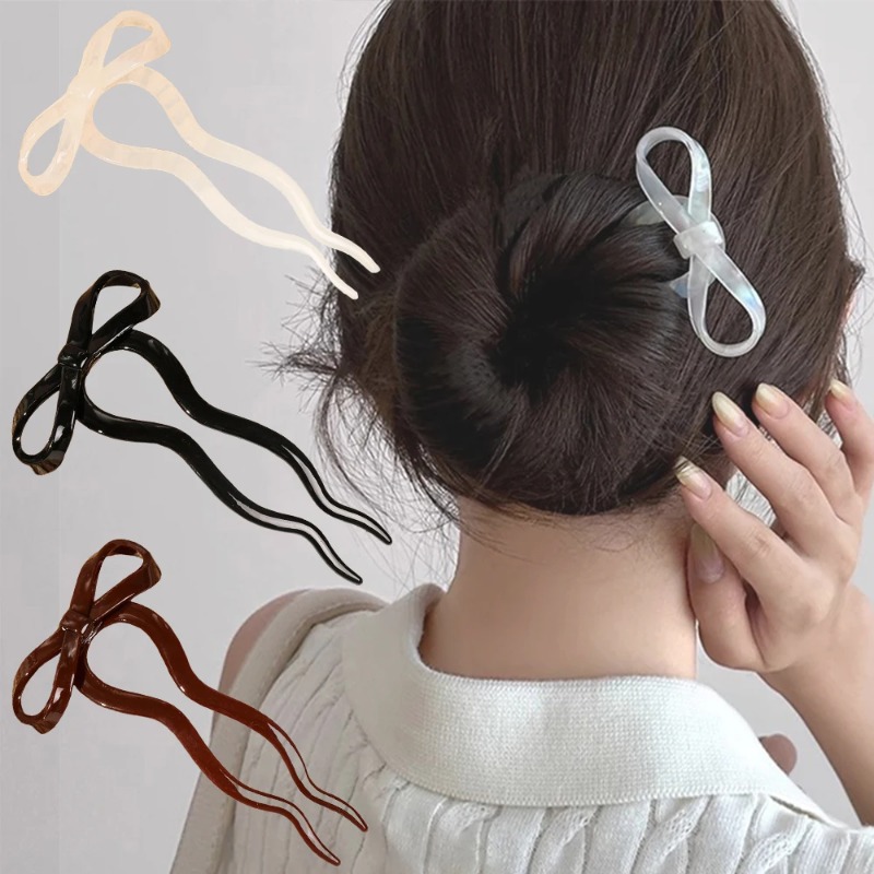 Women Accessories Shop - 1 шт. U-образная акриловая заколка-бант, милая