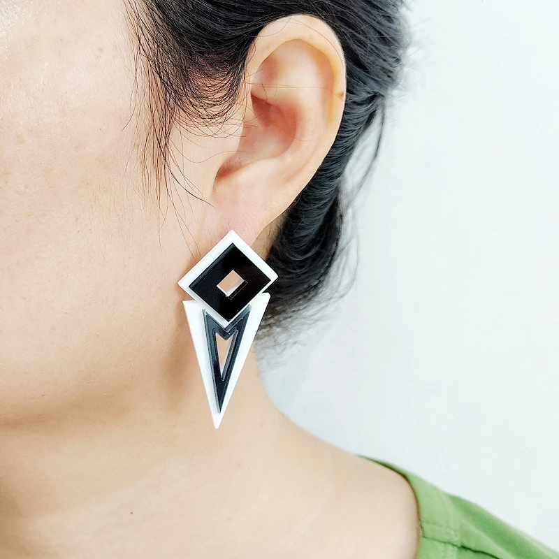 Women'S Accessories In The 90S - Винтажные ромбические длинные серьги-гвоздики для женщин,